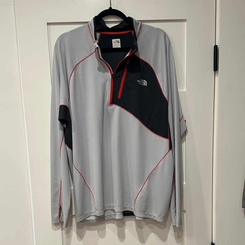 The North Face Gray and Black Pullover with Red Trim
